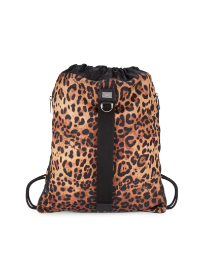 Shop Dolce & Gabbana Women's Animal-print Backpack In Grey