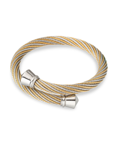 Shop Eye Candy La Women's Luxe Mia Two Tone Wire Cuff Bracelet In Neutral