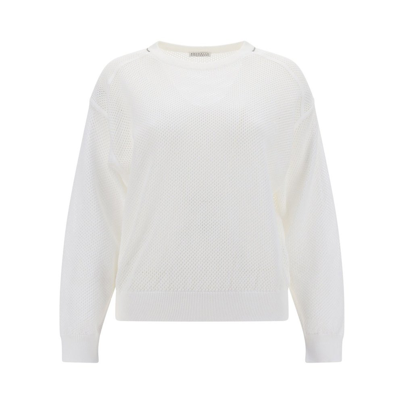 Shop Brunello Cucinelli Crewneck Long In White