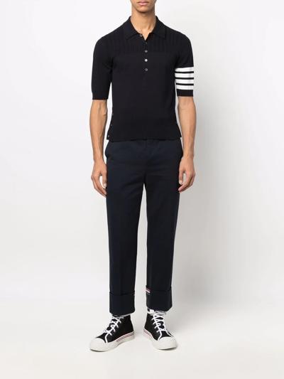 Shop Thom Browne 4-bar Jersey Polo Shirt In Blau