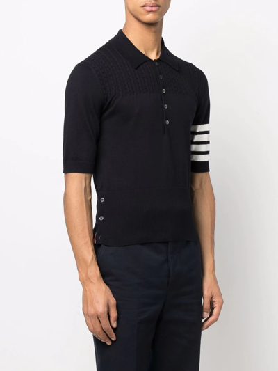 Shop Thom Browne 4-bar Jersey Polo Shirt In Blau