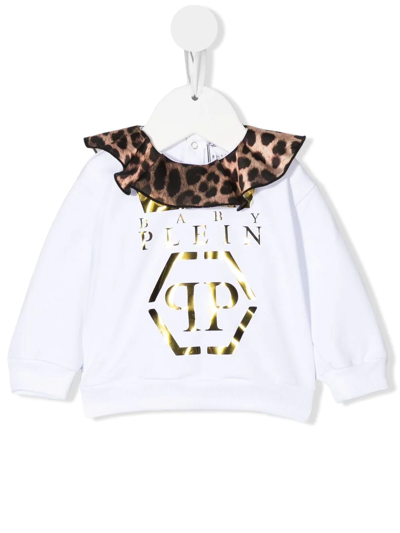 Philipp Plein Junior Ruffle-collar Sweatshirt In White