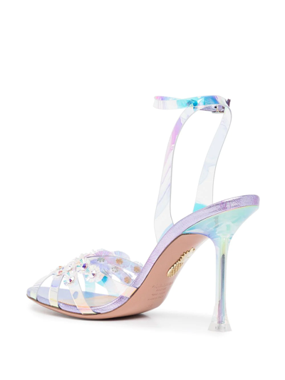 Shop Aquazzura Meteorite Iridescent Sandals In Multicolour