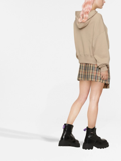 Msgm Logo-print Drawstring Hoodie In Nude
