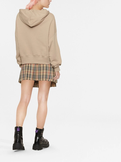 Msgm Logo-print Drawstring Hoodie In Nude