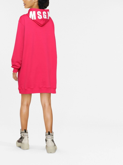 Shop Msgm Hooded Sweater Dress In Rosa