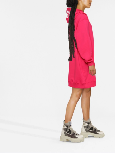 Shop Msgm Hooded Sweater Dress In Rosa