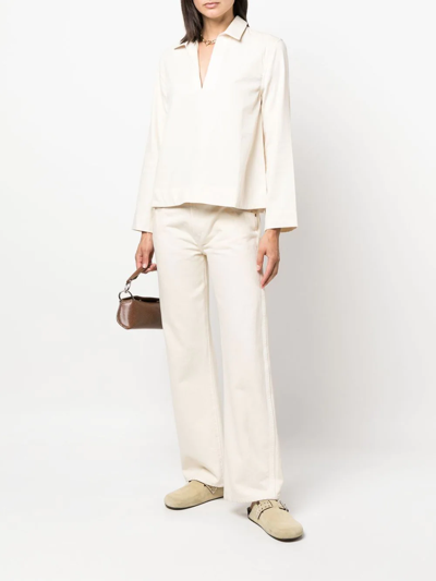 Baserange Onda Collared Shirt In Nude