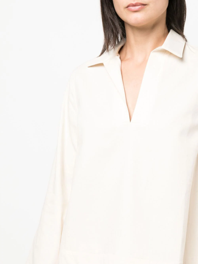 Baserange Onda Collared Shirt In Nude