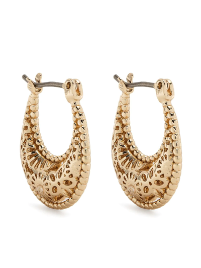 Shop Marchesa Notte Laser-cut Hoop Earrings In Gold