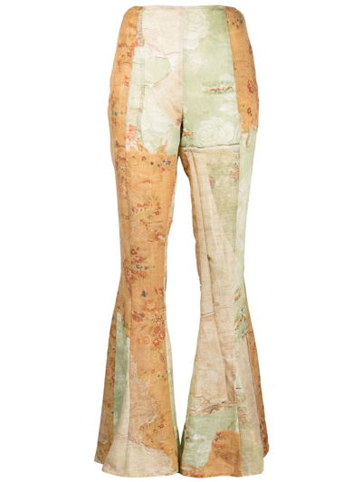 Shop Acne Studios Trompe L'oeil Print Flared Trousers In Grün