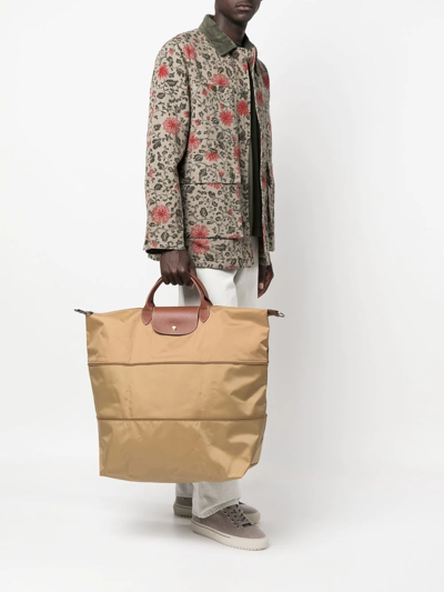 Longchamp Le Pliage Expandable Travel Bag In Braun