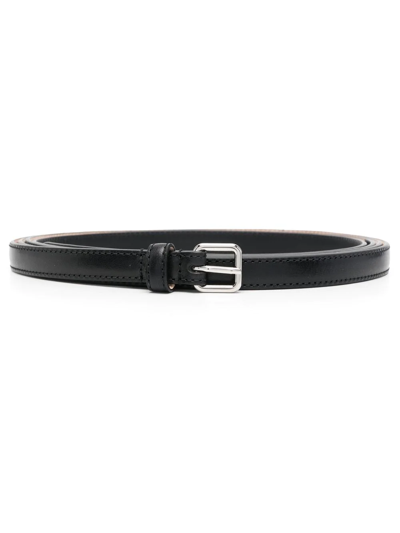 Shop Alexander Mcqueen Long Thin Leather Belt In Black