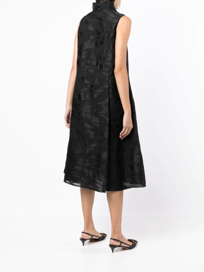 Shop Shiatzy Chen Brushed-print Detail Midi Dress In Black