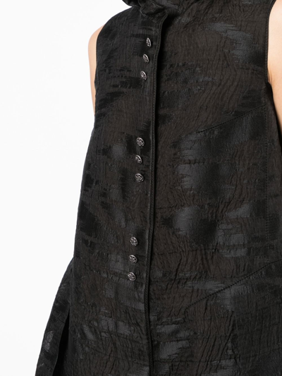 Shop Shiatzy Chen Brushed-print Detail Midi Dress In Black