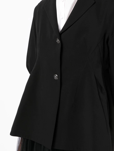 Shiatzy Chen Spread-collar Single-breasted Jacket In Black