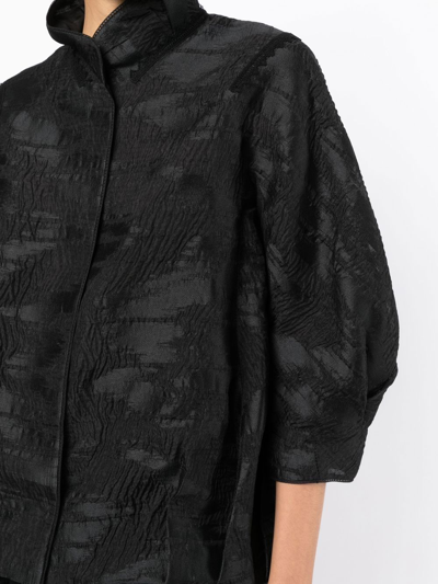 Shop Shiatzy Chen Full-jacquard Stand-up Collar Jacket In Black