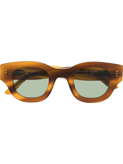 Shop Thierry Lasry Autocracy Rectangle-frame Sunglasses In Brown