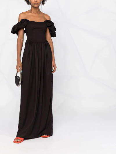 V:pm Atelier Farah Off-shoulder Maxi Dress In Schwarz
