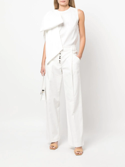 Shop V:pm Atelier High-waisted Wide-leg Trousers In Weiss