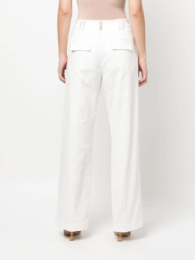 Shop V:pm Atelier High-waisted Wide-leg Trousers In Weiss