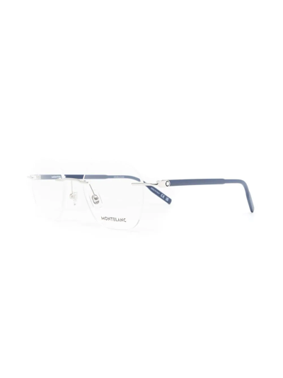 Montblanc Frameless Round Glasses In Blau