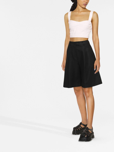 Self-portrait Sweetheart-neck Cropped Denim Top In Pink