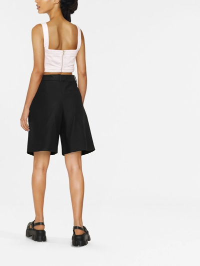 Self-portrait Sweetheart-neck Cropped Denim Top In Pink