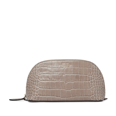 Shop Smythson Cosmetic Case In Mara In Taupe
