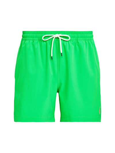 Shop Polo Ralph Lauren Traveler Swim Shorts In Neon Green