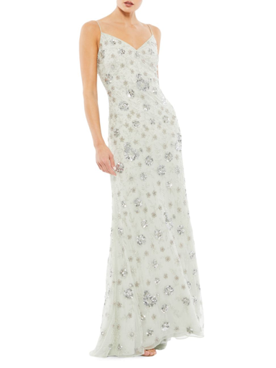 Shop Mac Duggal Women's Sleeveless Embellished Gown In Silver