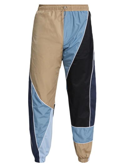 Shop Ahluwalia Men's Mel Colorblock Track Pants In Beige Blue Navy