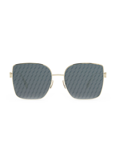 Shop Fendi Women's Baguette 59mm Square Sunglasses In Shiny Gold