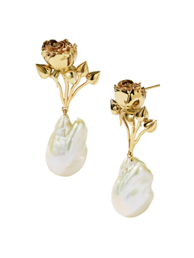 Shop Meadowlark Women's Lucia Goldtone Sterling Silver & 6-8mm Cultured Freshwater Baroque Pearl Drop Earrings