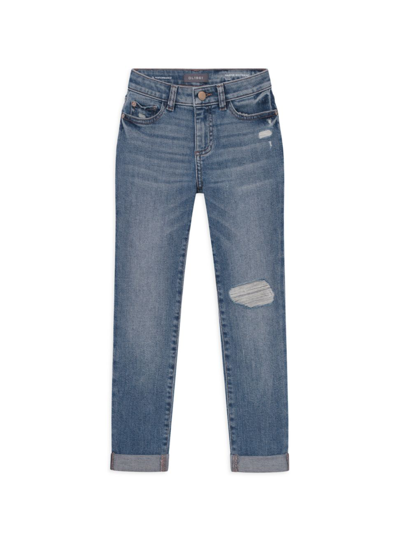 Shop Dl Premium Denim Little Kid's Harper Distressed Stretch Slim Jeans In Oasis Distressed Performance
