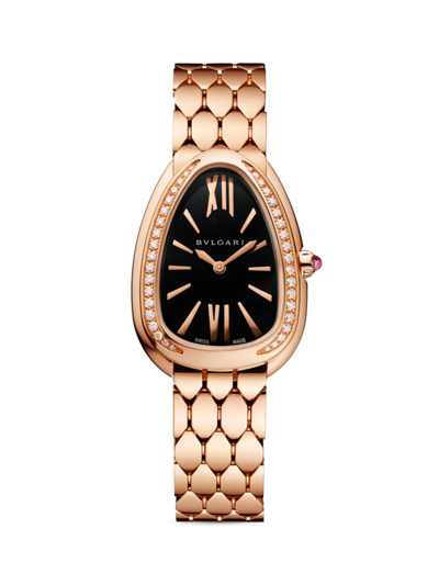 Shop Bvlgari Women's Serpenti Seduttori 18k Rose Gold & Diamond Bracelet Watch In Pink