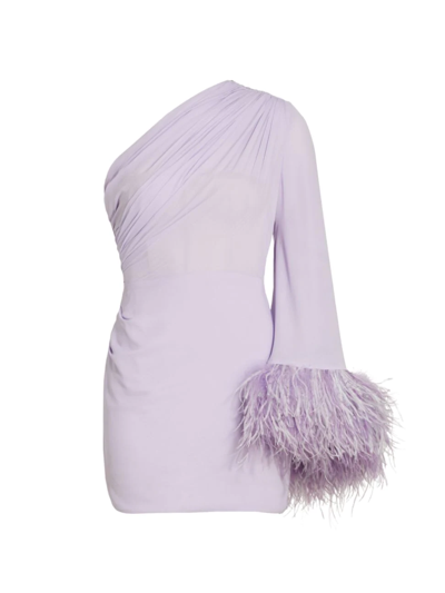 Shop Bronx And Banco Women's Fire Feathered One-sleeve Minidress In Lilac