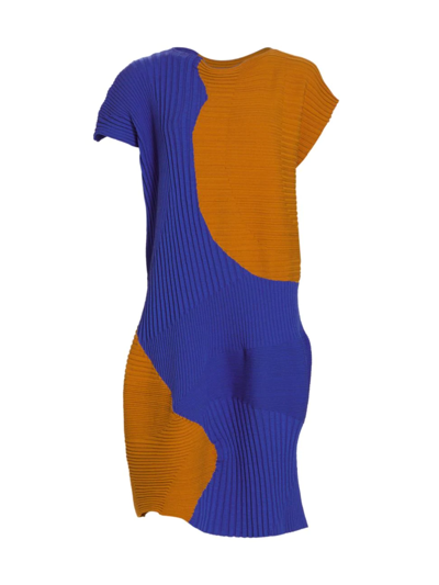 Grow Colorblock Rib-knit Dress In Blue Hued