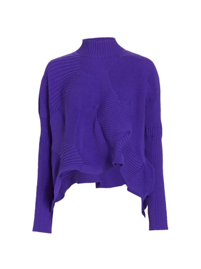 Shop Issey Miyake Women's Kone Draped Sweater In Blue Violet