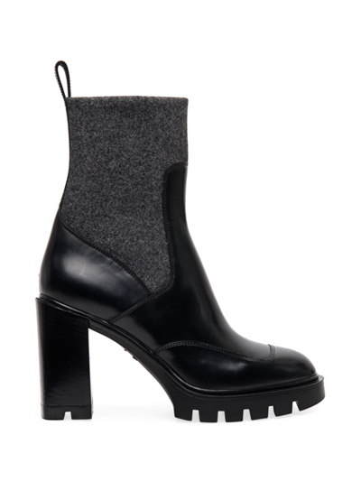 Shop Santoni Women's Ferric Leather Lug-sole Boots In Black