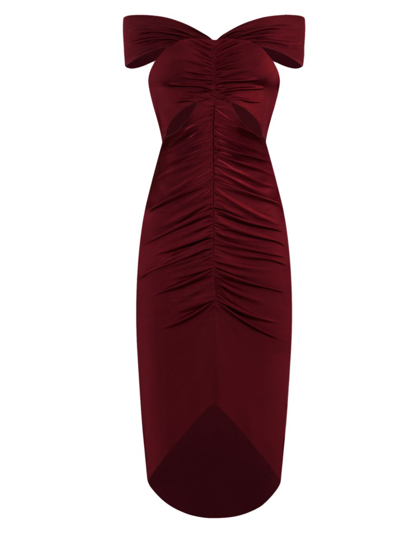 Shop Et Ochs Women's Everly Off-the-shoulder Ruched Dress In Crimson