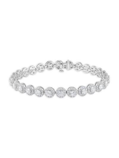 Shop Saks Fifth Avenue Women's 14k White Gold & 7 Tcw Natural Diamond Halo Bracelet