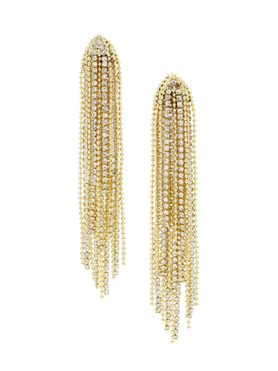 Shop Shashi Women's Moulin Rouge 14k-gold-plated & Cubic Zirconia Fringe Earrings.