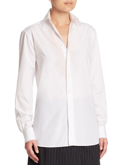 Shop Ralph Lauren Adrien Cotton Boyfriend Shirt In White