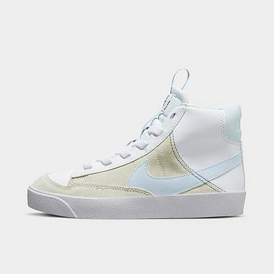 Shop Nike Girls' Little Kids' Blazer Mid '77 Se Dance Stretch Lace Casual Shoes In White/aura/summit White/flat Pewter