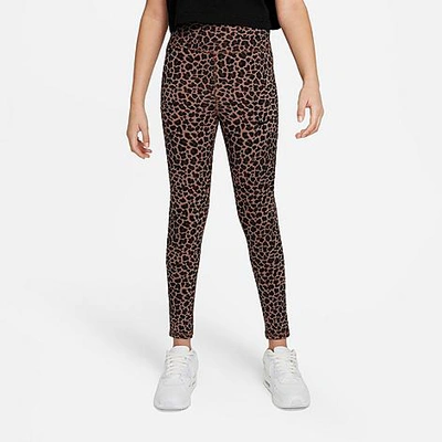 Shop Nike Girls' Sportswear Favorites Leopard Print Leggings In Black