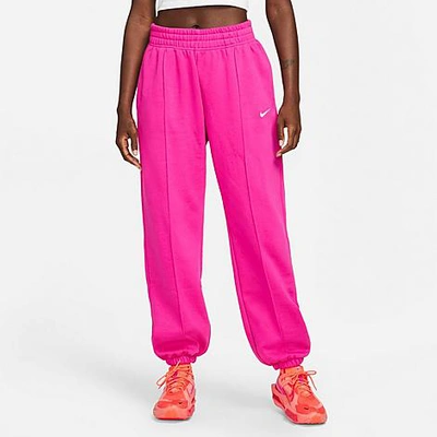 Shop Nike Women's Sportswear Essential Fleece Jogger Pants In Active Pink/white