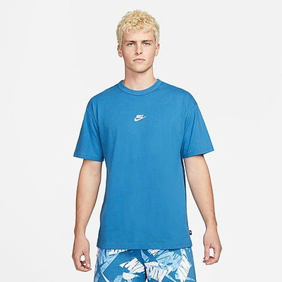 Shop Nike Men's Sportswear Premium Essentials Short-sleeve T-shirt In Dark Marina Blue/light Bone