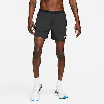 Shop Nike Men's Dri-fit Stride 5-inch Brief-lined Running Shorts In Black/black/reflective Silver