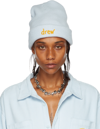 Shop Drew House Ssense Exclusive Blue Scribble Beanie In Baby Blue